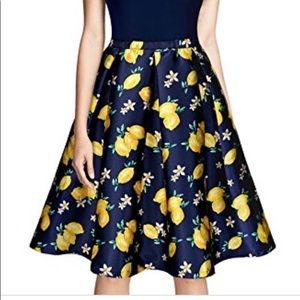 Cap Sleeve Dress, Off Shoulder Lemon Pattern
